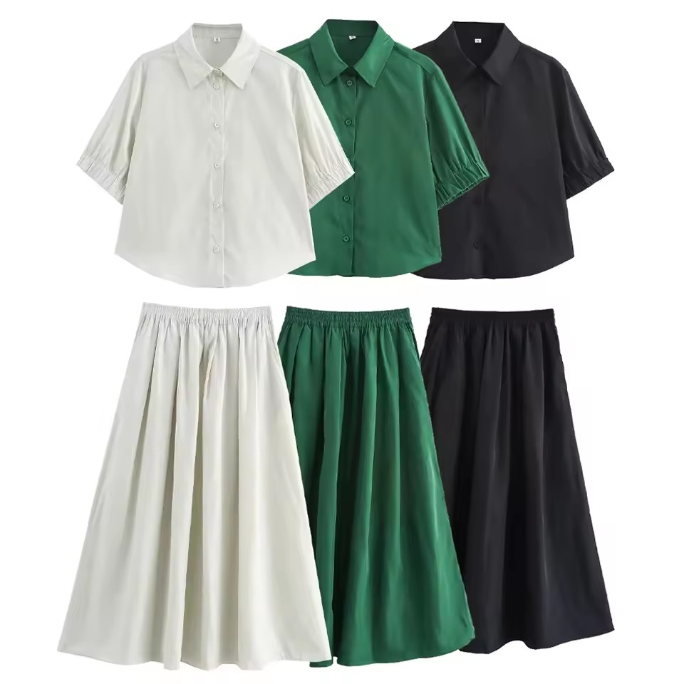 Pencil Skirt Midi - Women VintageTwo Piece Skirt Set Summer