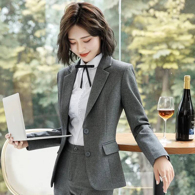 Formal Winter Wear Women Jacket - Novelty Gray Formal Blazers and Jackets