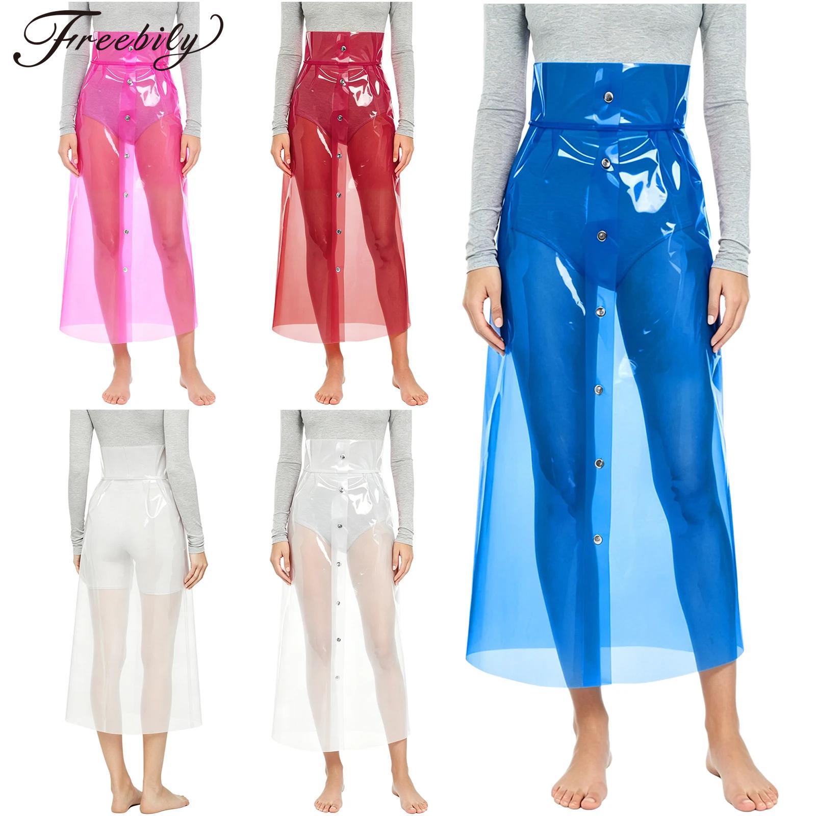 Pencil Skirt Midi - Womens See Through Pvc Skirt High