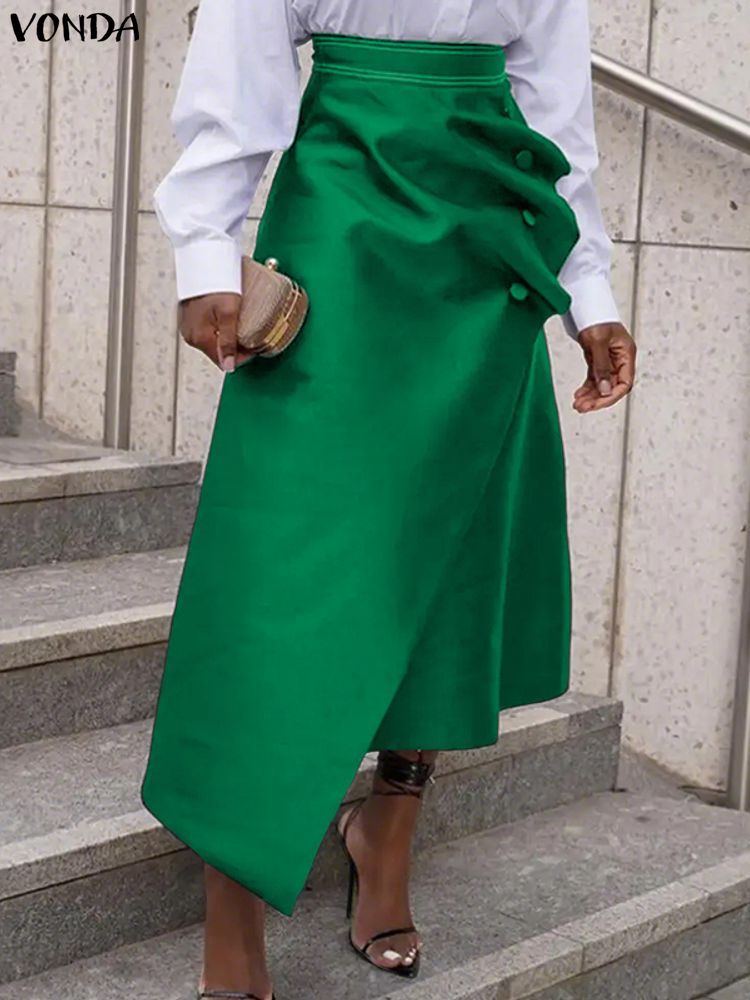 Pencil Skirt Midi - Plus Size Satin Skirts VONDA Elegant