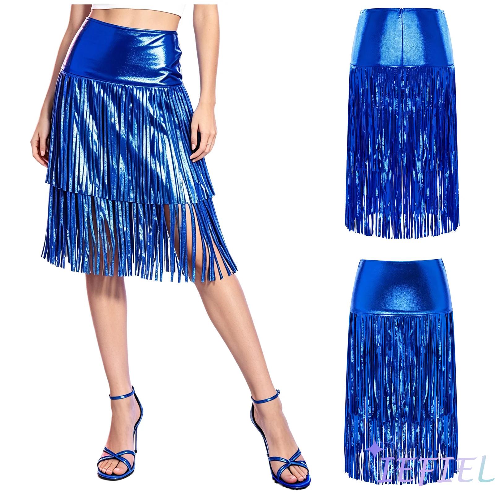 Women Metallic Shiny Fringed M - Pencil Skirt Midi review and price