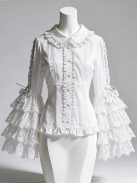 Sweet Lolita Blouse Lace Trim  - Women Formal Blouses For Evening Wear review and price
