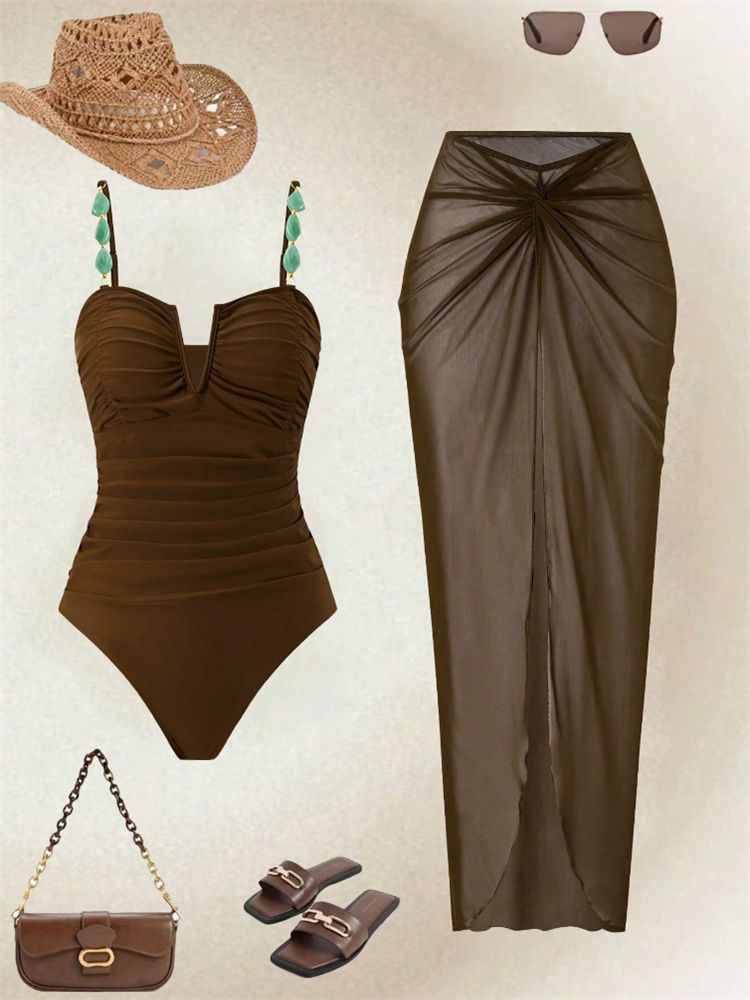 Vintage Coffee Mesh Long Skirt - Pencil Skirt Midi review and price