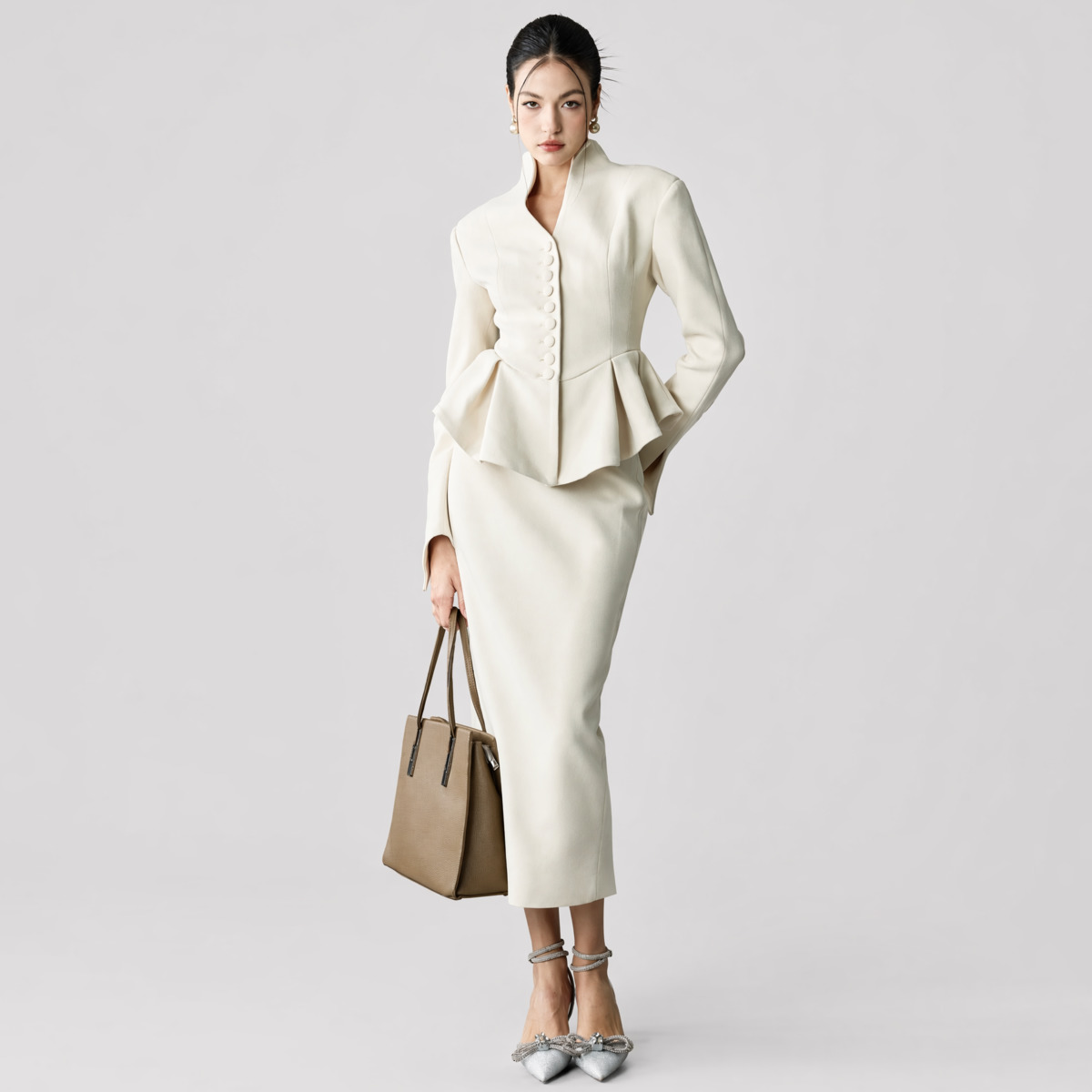 IG26 Women's Stand Collar Pepl - Pencil Skirt Midi review and price
