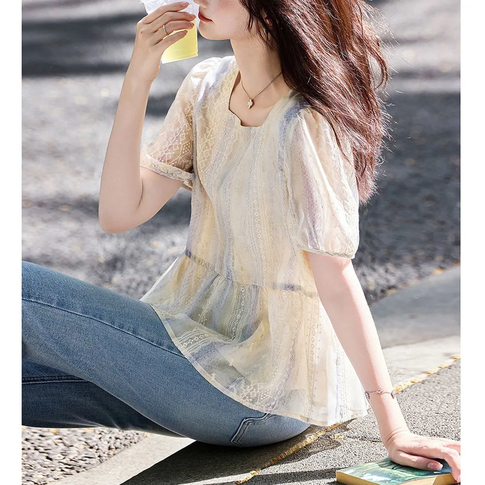 Women Korean Style Loose Puff  - Women Formal Blouses For Evening Wear review and price